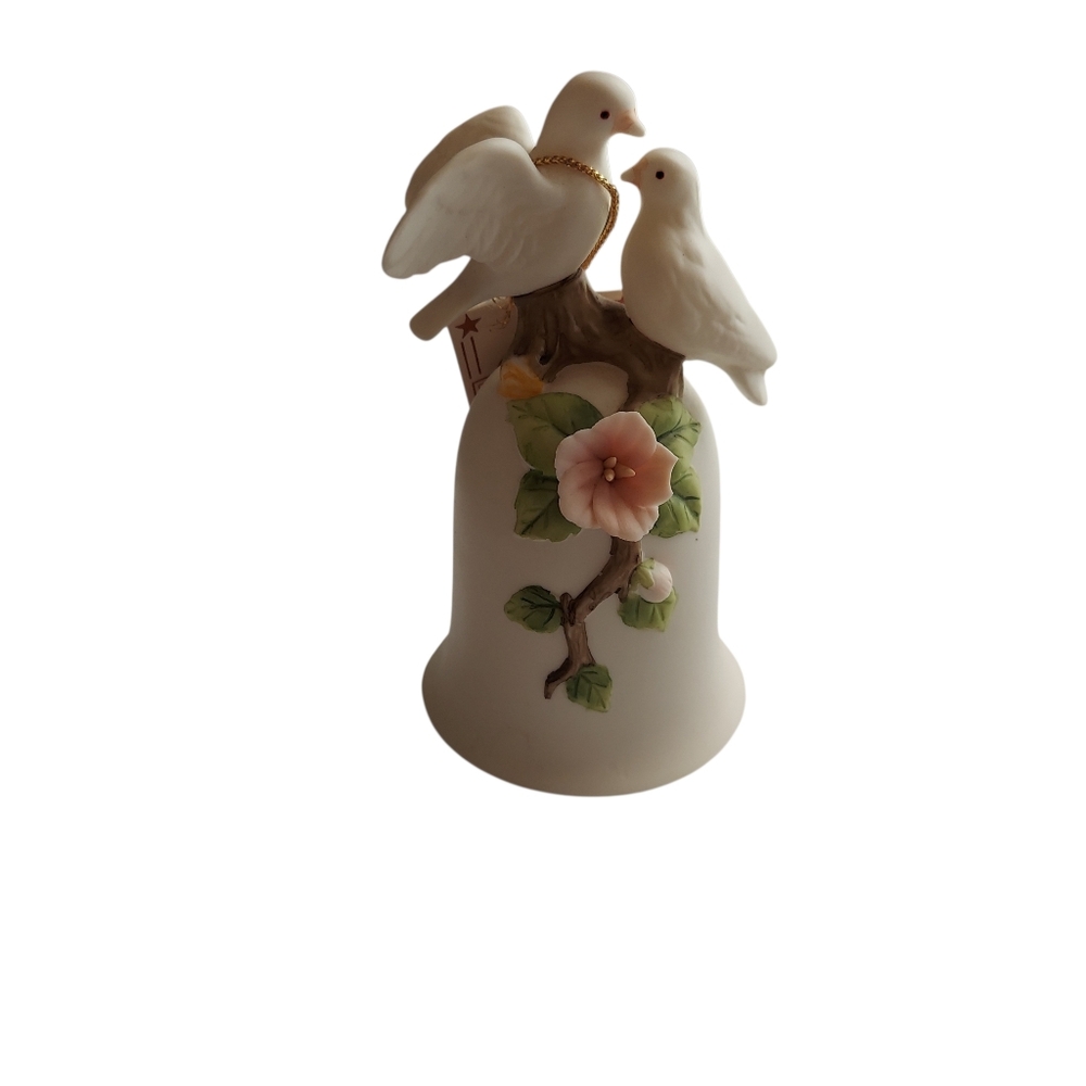 Vintage 1988 Jonathon Byron Porcelain Bell-Doves-Florals-American Signature Coll - Picture 13 of 13